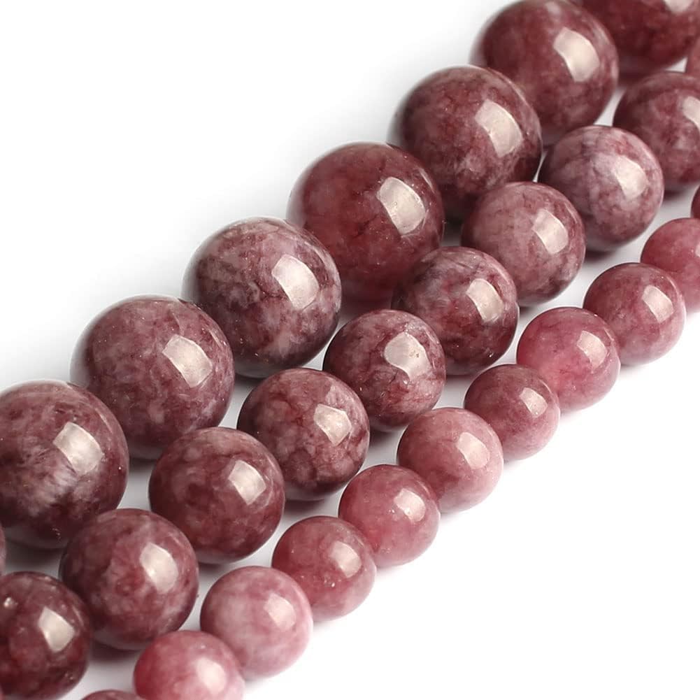 Yochus 60pcs Lepidolite Stone Beads,6mm Healing Power Natural Stone Round Loose Beads for Jewelry Making Earring Necklace DIY Crafts