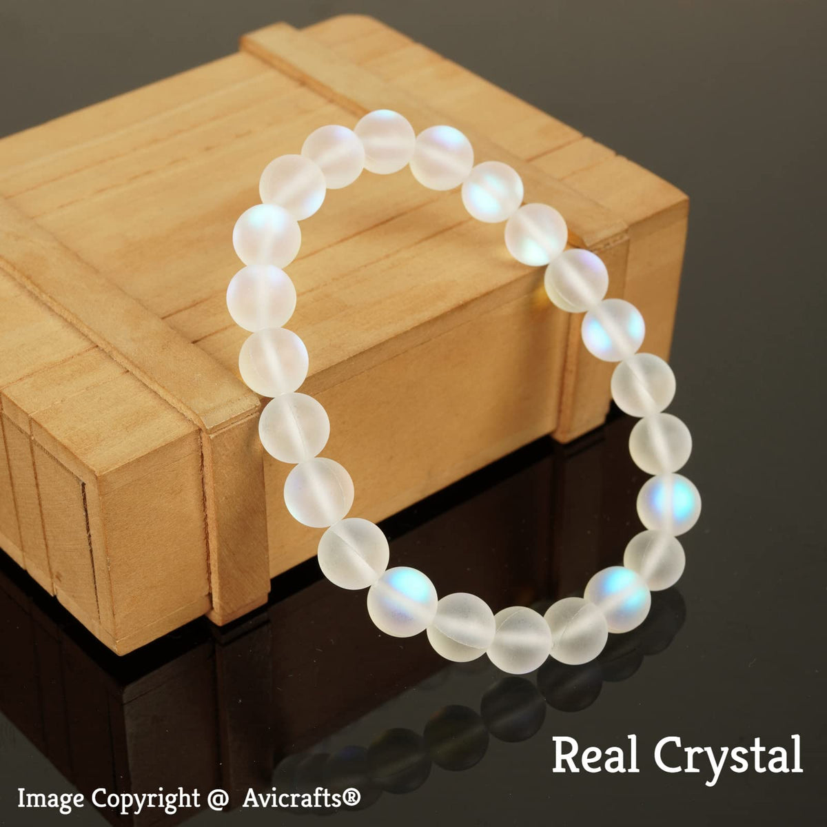 Avicrafts White Mystic Aura Quartz Bracelet, Mermaid, Crystal, Healing, Iridescent, Angel Aura Quartz Bracelet