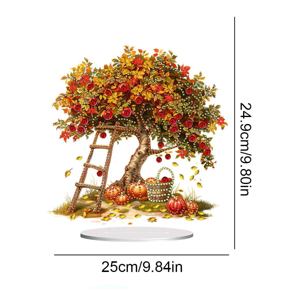 C'eitura 5D Autumn Apple Tree Special Shaped Diamond Painting Kits for Adults, Tabletop Ornaments DIY Crystal Art Craft for Home Office Desk Decor, Thanksgiving & Autumn Gifts