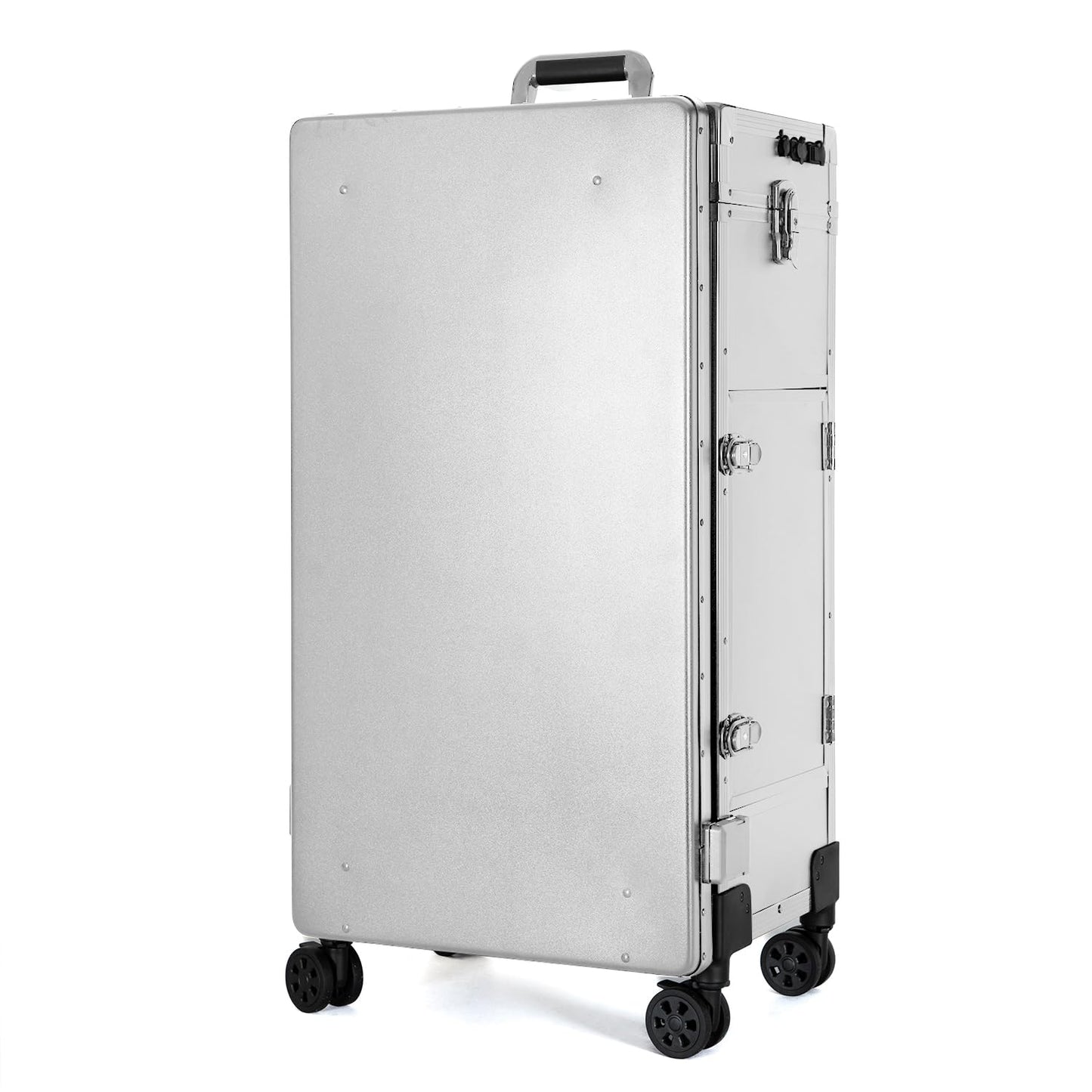 KAJURUI Portable Nail Desk with LED Mirror, Heavy Duty Foldable Manicure Table with 4 Drawers, Rolling Makeup Train Case Cosmetology Trolley on Wheels, Mobile Nail Tech Workstation (White)