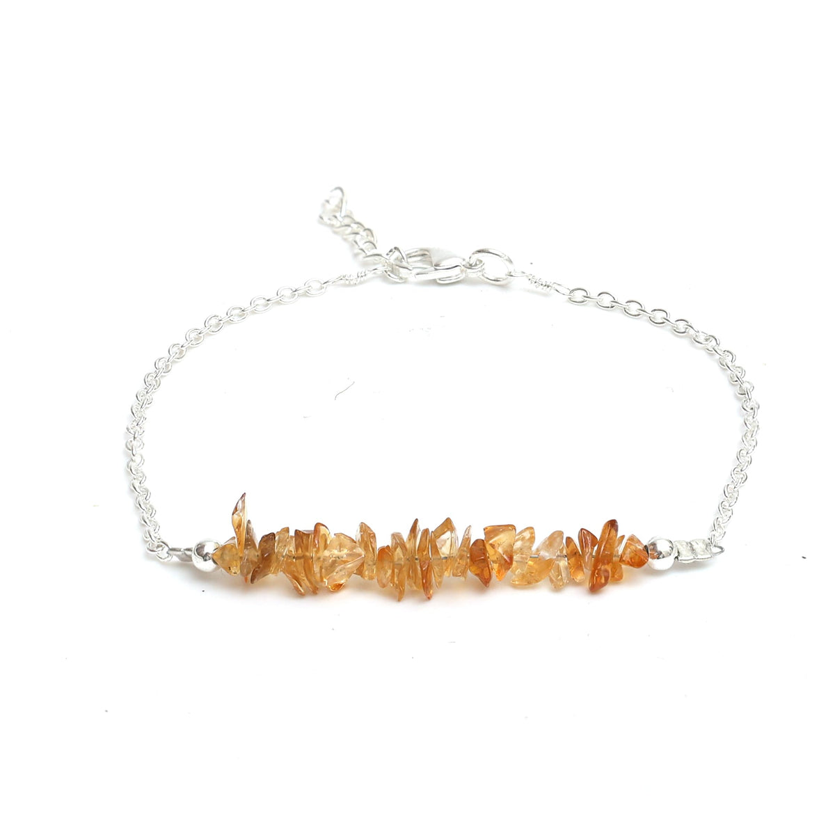 Gempires Natural Gemstone Chip Bar Bracelet for Women, Crystal Healing Bracelet, Multiple Gemstone Options, Adjustable Yellow Gold Plated Chain (7β + 1β Extender), Dainty Stackable Jewelry Gift for Her (Citrine)