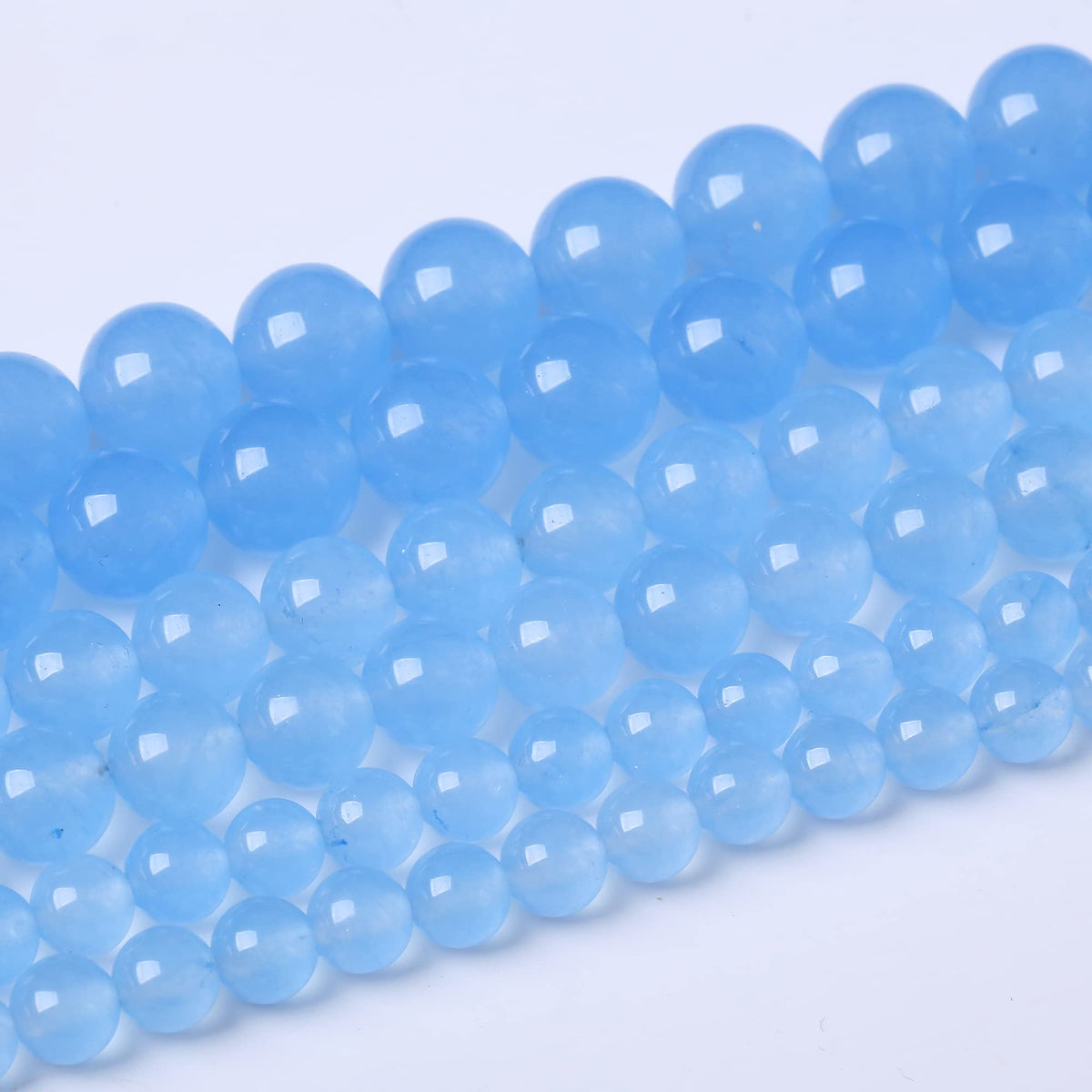 8MM Blue Chalcedony Round Loose Beads Natural Gem Beads Crystal Energy Stone Beads for Jewelry Making DIY Bracelet Necklace