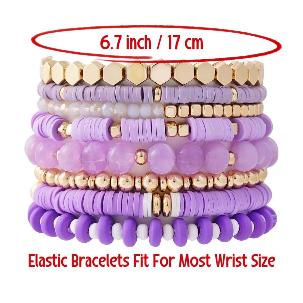 YEOSMINE Boho Heishi Clay Beaded Stretch Bracelets Stack For Women, Preppy Teens Friendship Gold Bracelets Cute Beach Surfer Accessories Bulk Set Trendy Fashion Jewelry
