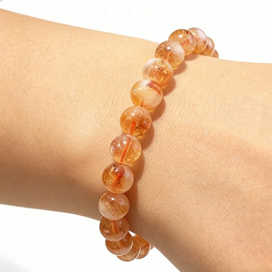 OwizJade Citrine Bracelets for Women Men:8MM & 10MM | Natural Solar Plexus Chakra Crystal and Gemstones for Bringing Wealth Motivation Self-confidence | Spritual Stretch Jewelry for Couple