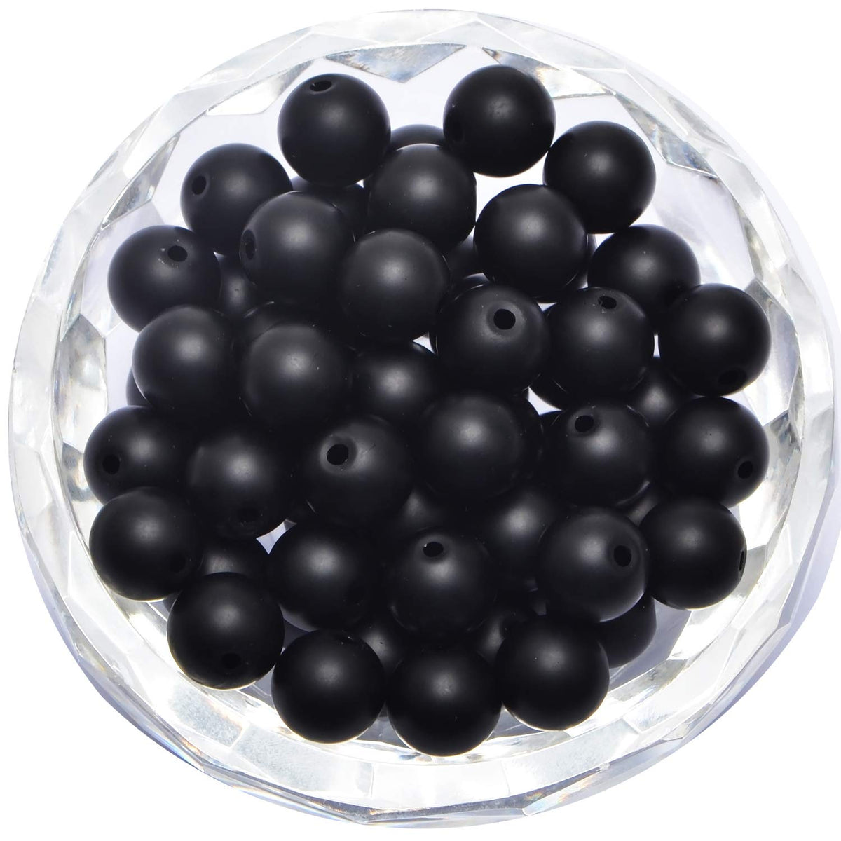 80Pcs Natural Crystal Beads Stone Gemstone Round Loose Energy Healing Beads with Free Crystal Stretch Cord for Jewelry Making (Matte Onyx, 10mm)