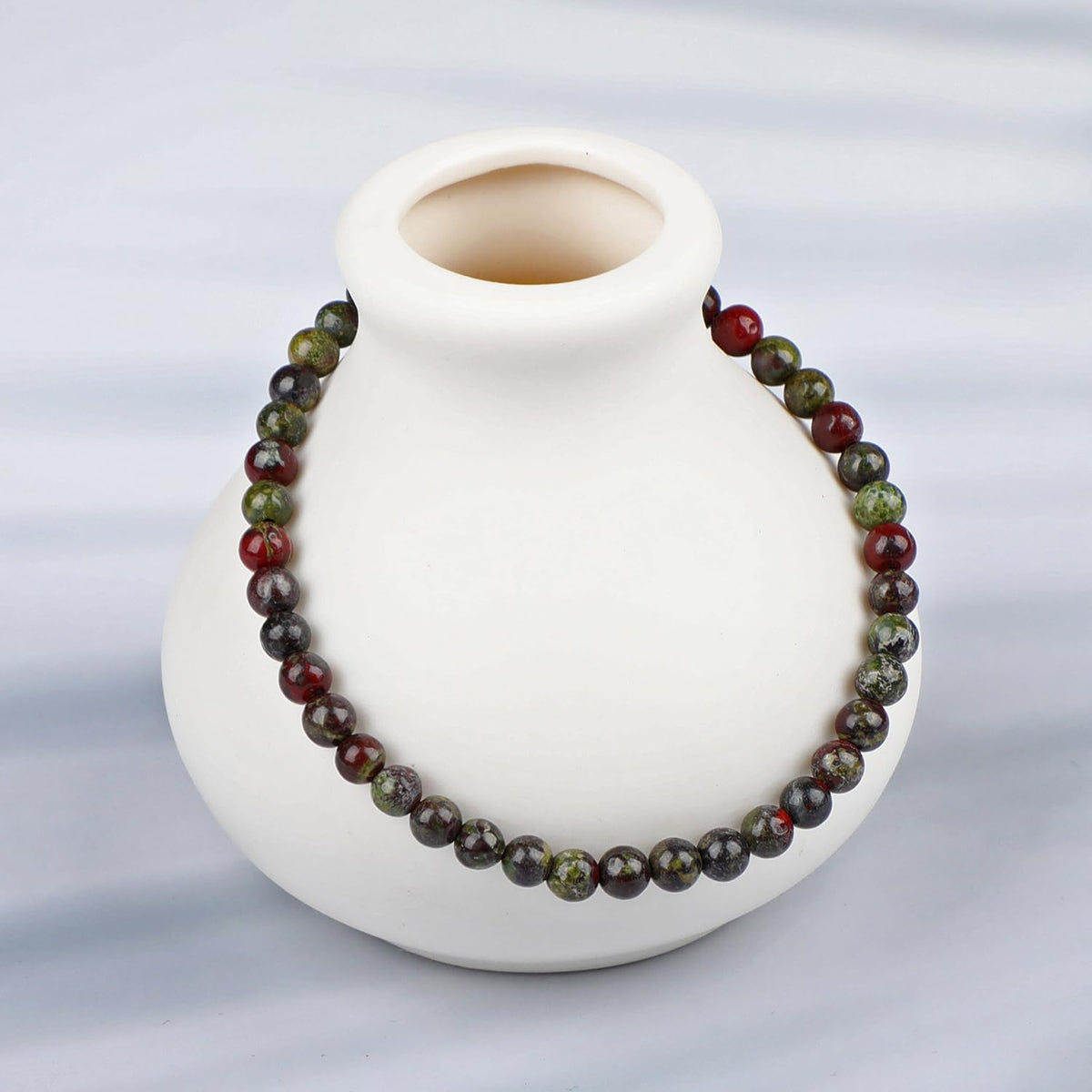 LPBeads Handmade Natural Gemstone Stretch Elastic 4mm Dragon Bloodstone Bracelet Healing Crystal Round Stone Beads Jewelry Gifts for Women Men