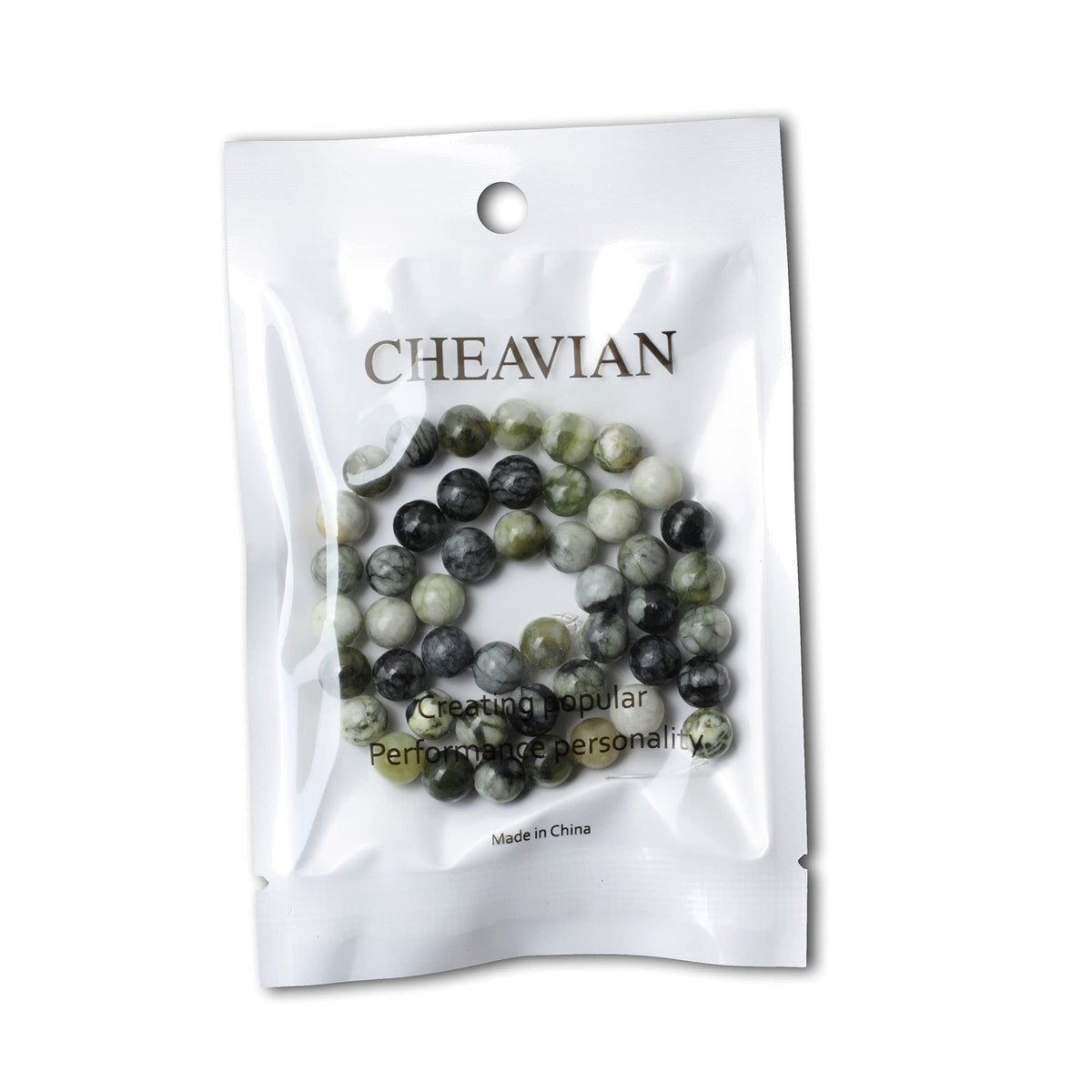 CHEAVIAN 45PCS 8mm Natural Green Vine Jasper Round Loose Beads for Jewelry Making 1 Strand 15"