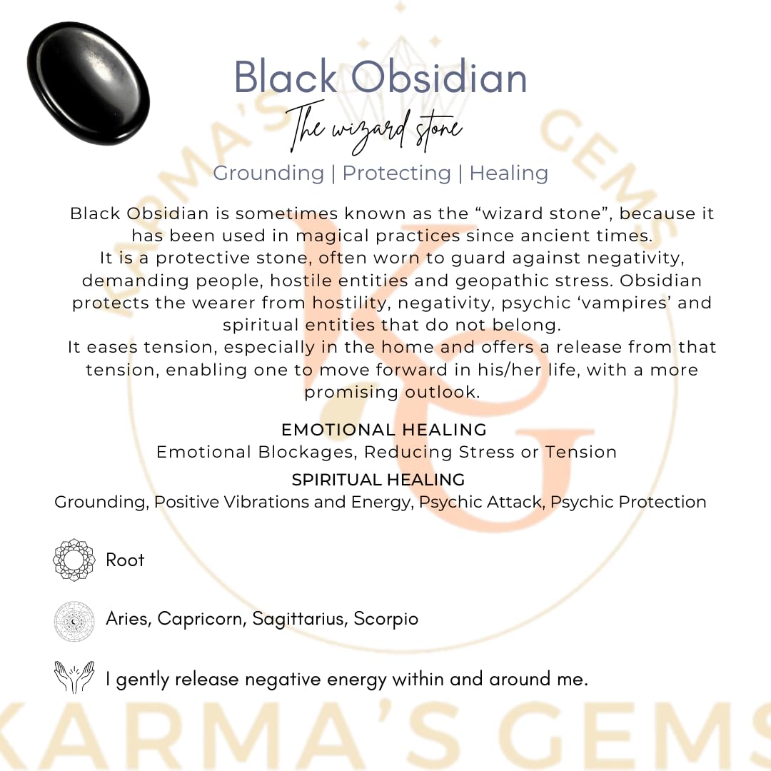 Black Obsidian - Rubbing Natural Thumb Worry Stone - Hold in Your Hand for Relaxation or Anxiety Relief - Enhance Meditation, Aid in Healing the Mind, Body and Spirit