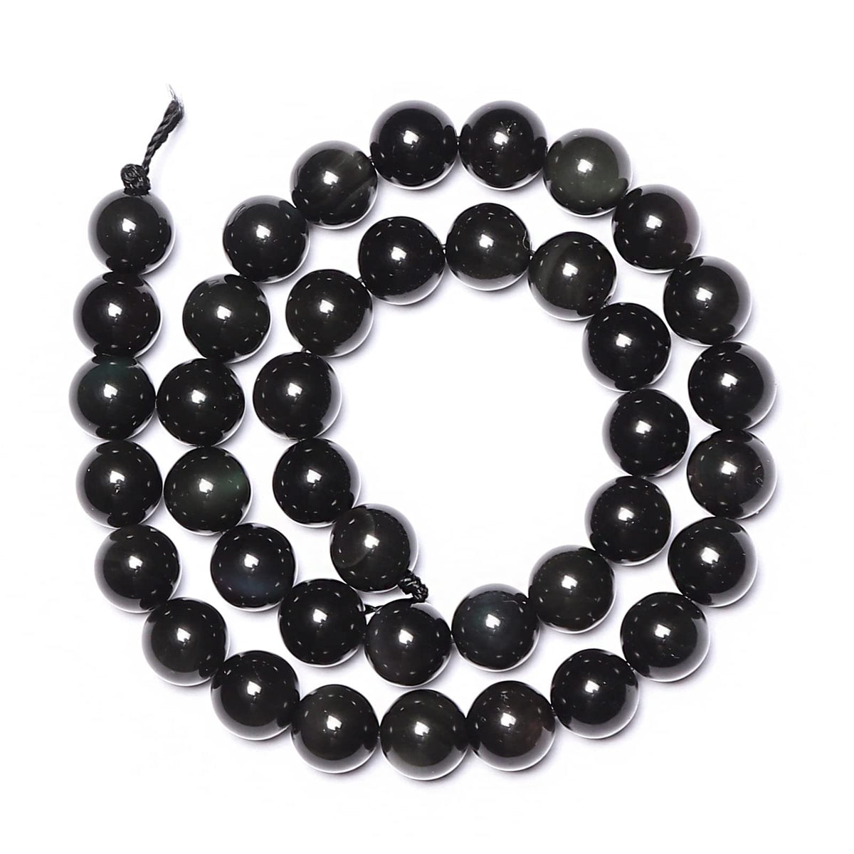 60pcs 6mm Natural Black Obsidian Gemstone Beads Energy Healing Crystal Round Loose Stone Beads for Jewelry Making, DIY Bracelets Necklaces