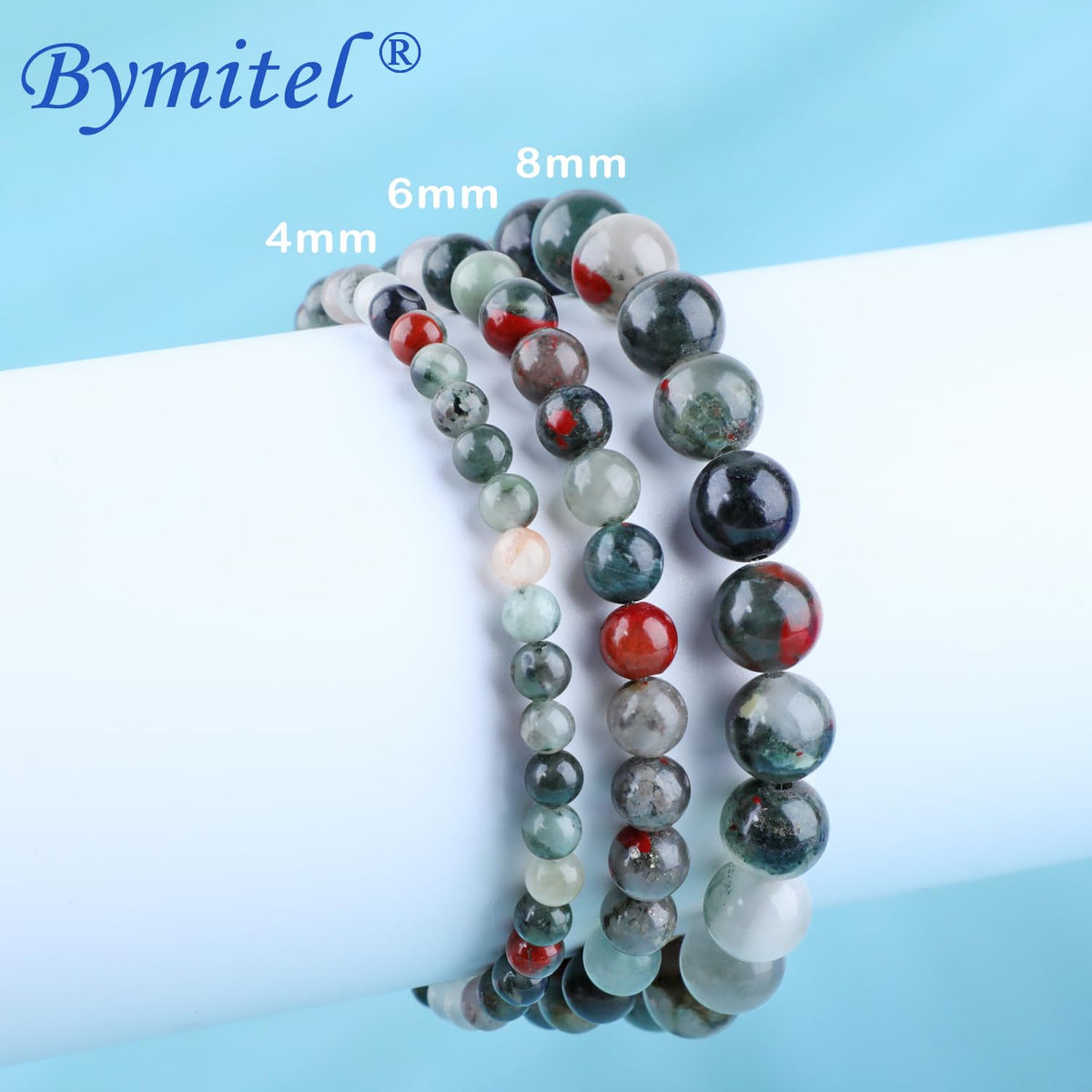 Bymitel 6mm African Bloodstone - Handmade Reiki Gemstone Stretch Bracelet, Natural Beauty & Spiritual Essence, Crystal Healing for Unisex Adults