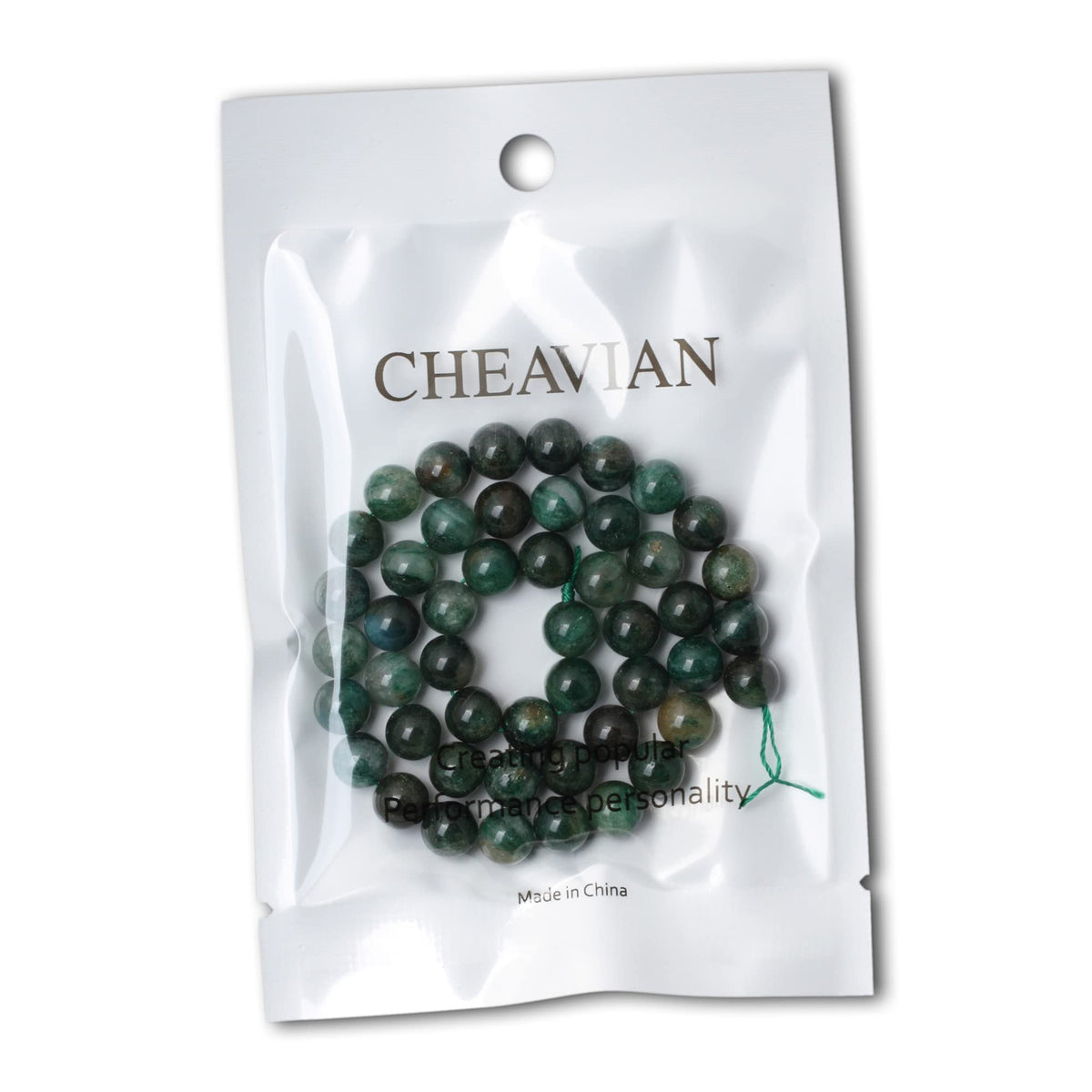 CHEAVIAN 45PCS 8mm Natural Green Mica Gemstone Smooth Surface Round Loose Beads for Jewelry Making 1 String 15 Inches