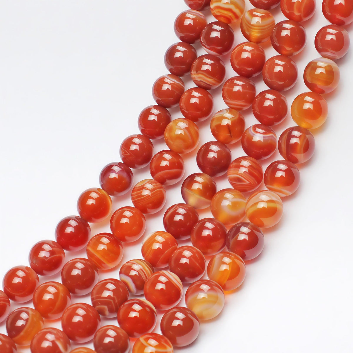 MJDCB Natural Red Striped Agate Beads Round Loose Beads for Jewelry Making DIY Bracelet Necklace (6mm)