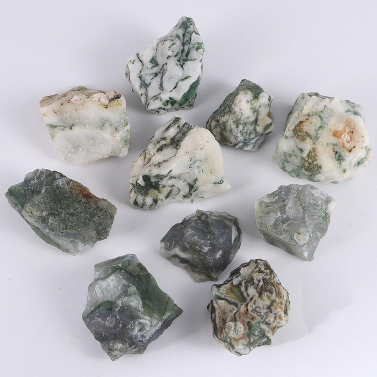 1Lb Moss Agate Rocks Raw Crystals and Healing Stones for Jewelry Making, Healing, Meditation, Sculpture, Lapidary, Polishing, Reiki Crytsal