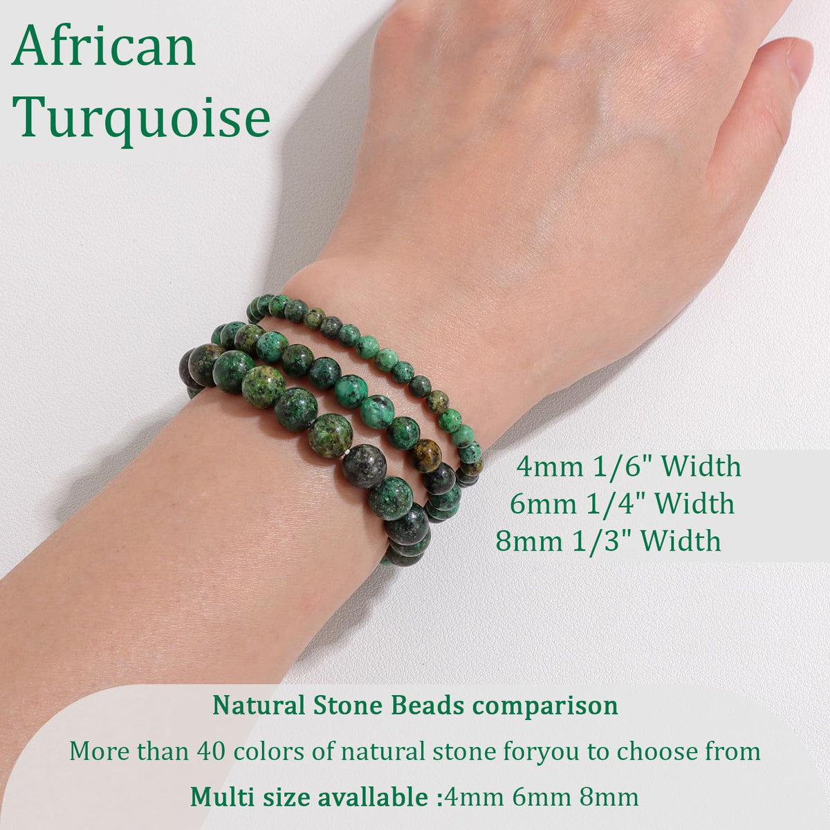 Vinswet Healing Crystal Bracelets for Women Men 8mm African Turquoise Natural Stone Beaded Stretch Bracelet Handmade Gemstone Reiki Spiritual Jewelry Gifts