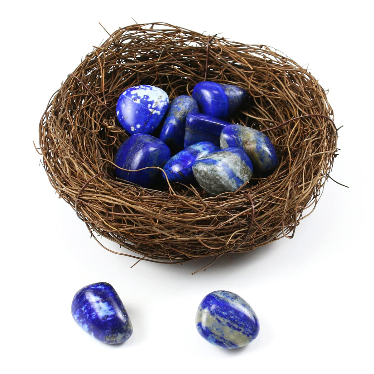 Namzi 10 Packs of Brazilian Tumbled Polished Natural Lapis Lazuli Crystals, Crystals and Healing Stones Quartz Bulk for Wicca, Reiki, Healing Energy, Chakra Stones, Witchcraft Supplies(0.5LB)