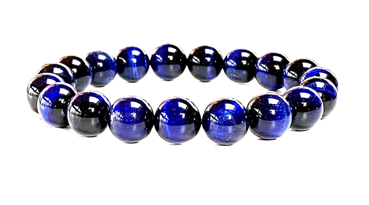 AWAKEN YOUR KUNDALINI Blue Tiger’s Eye Stretch Bracelet – 10mm Beads, Capricorn Birthstone