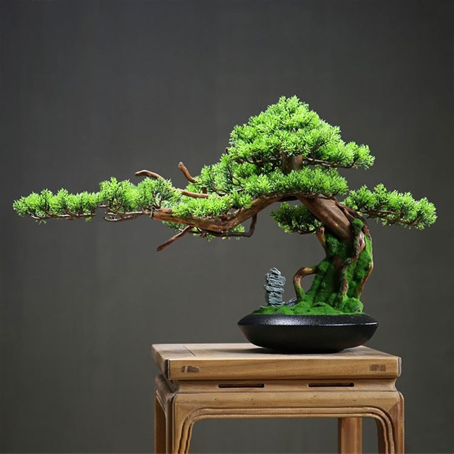WANGHAI2024M Artificial Trees Chinese Light Luxury Simulation Tree Office Landscaping Hotel Wood Root Carving Ornaments Entrance Cabinet Decorations Artificial Bonsai