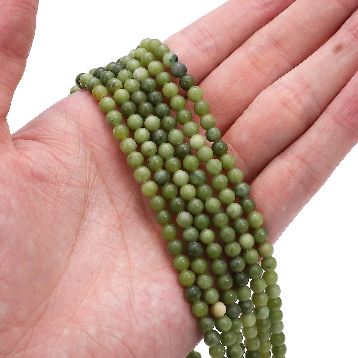 BEADIA Taiwan Green Jade Natural Stone Round Loose Semi Gemstone Beads for Jewelry Making 4MM 38cm/Strand