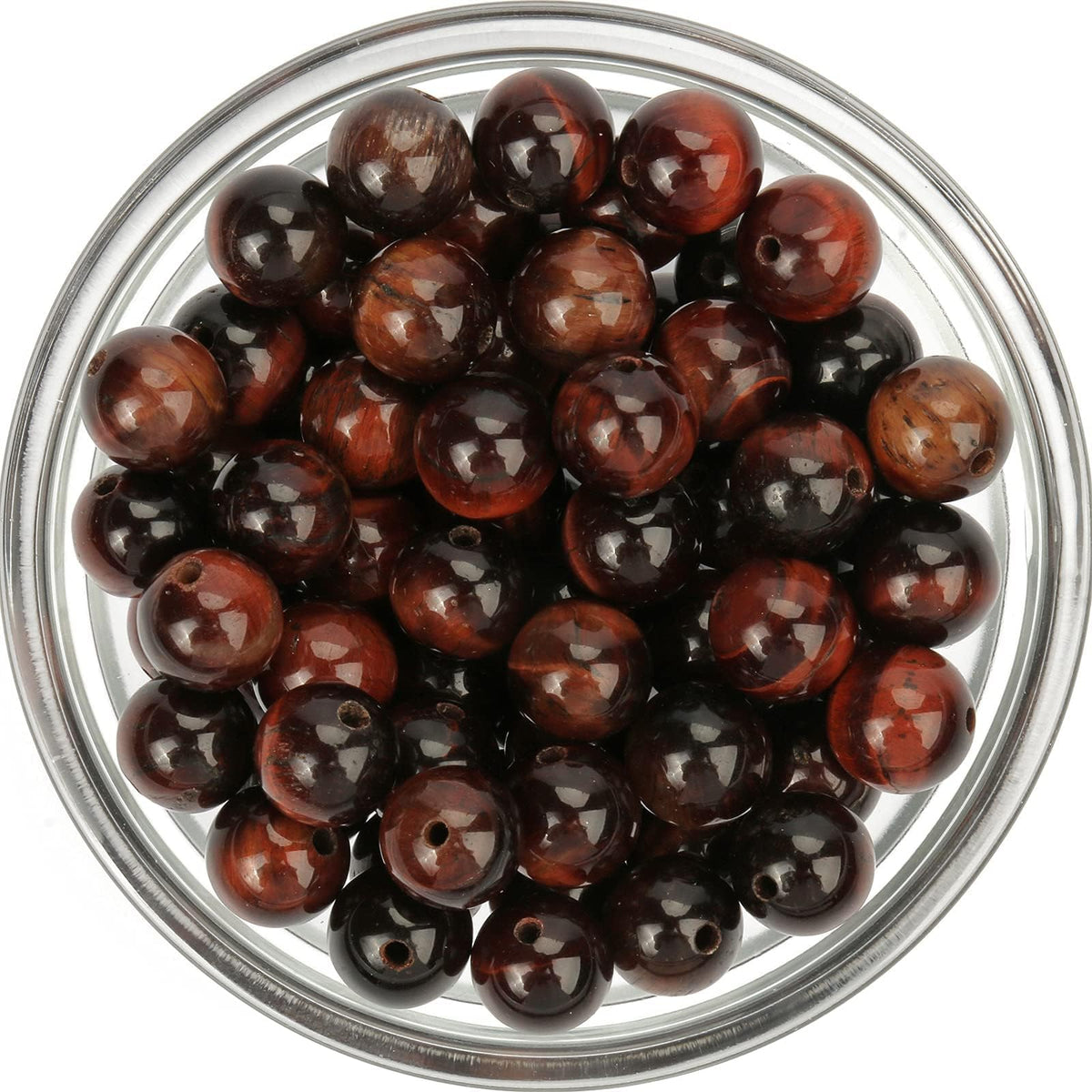 NITOPUPU 100Pcs 8mm Natural Smooth Red Tiger Eye Gemstone Beads Round Loose Stone Beads for Jewerly Making with Crystal Stretch Cord