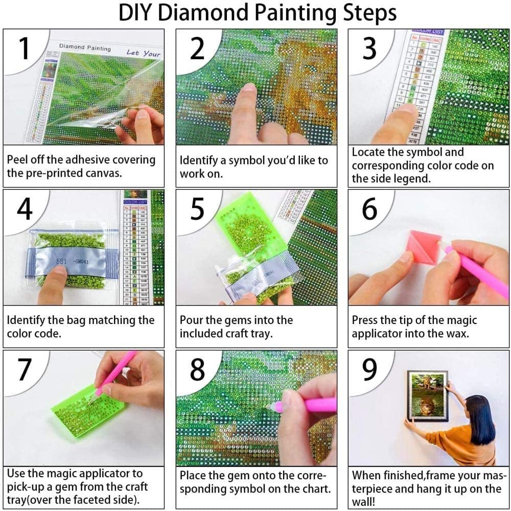 WHYCJXWL Diamond Art Kits for Adults and Kids, Full Drill Round Rhinestone Diamonds, Diamond Art (12X16 Inch)