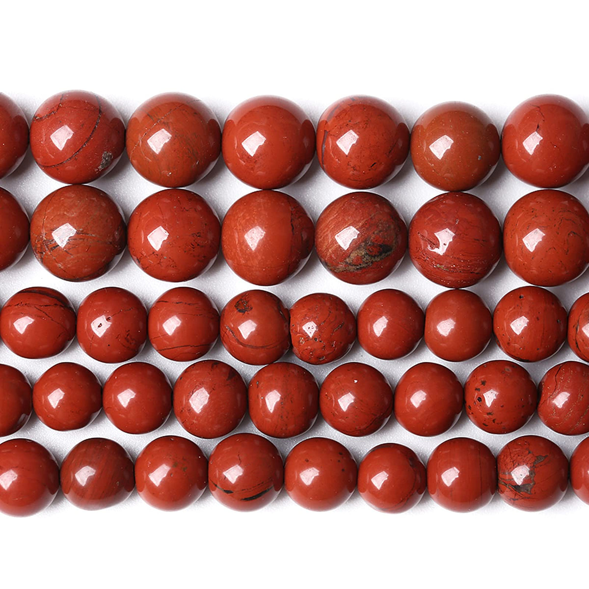 8MM 45PCS Natural Stone Chinese Red Jaspers Spacer Beads for Jewelry Making DIY Bracelet