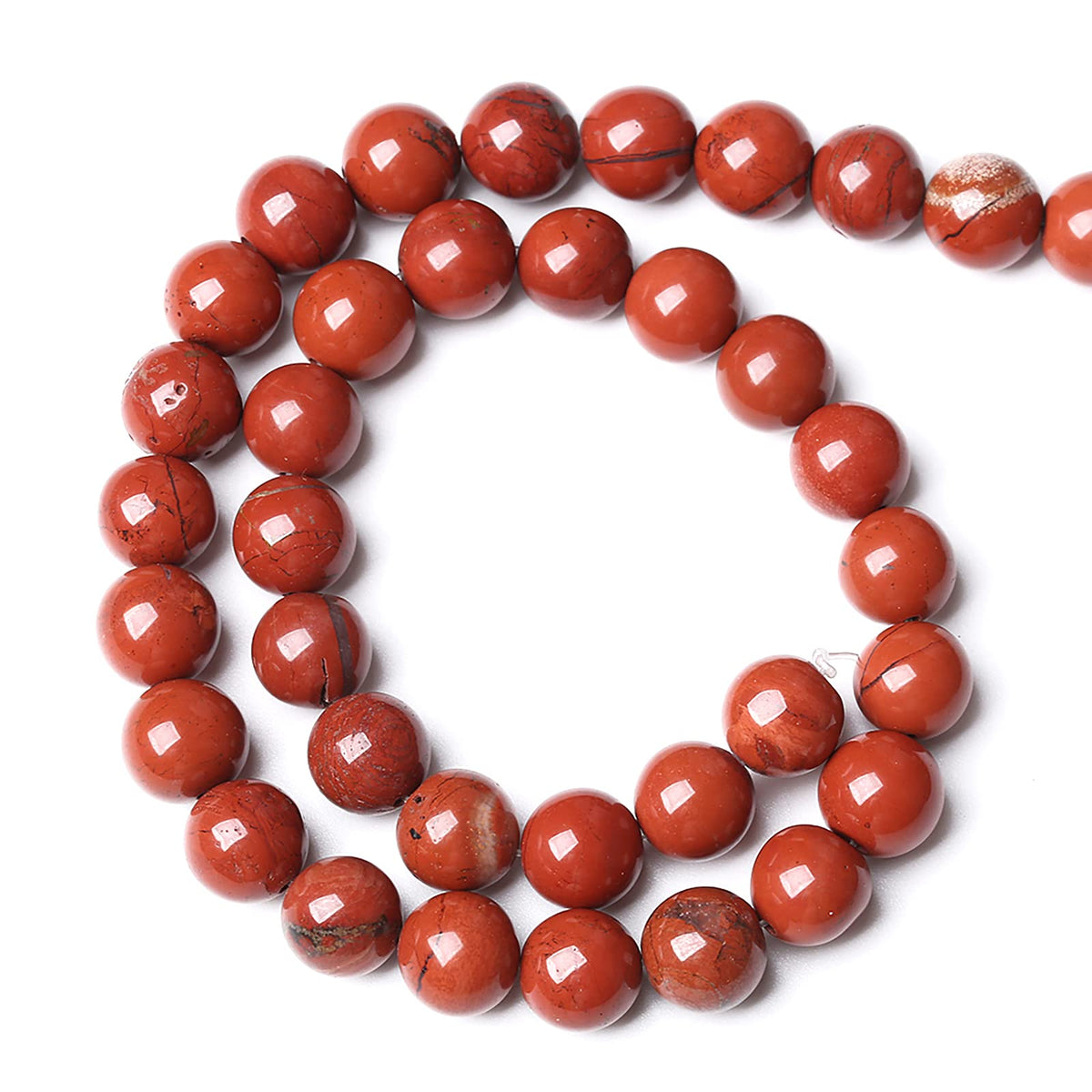 6MM 60PCS Natural Stone Chinese Red Jaspers Spacer Beads for Jewelry Making DIY Bracelet
