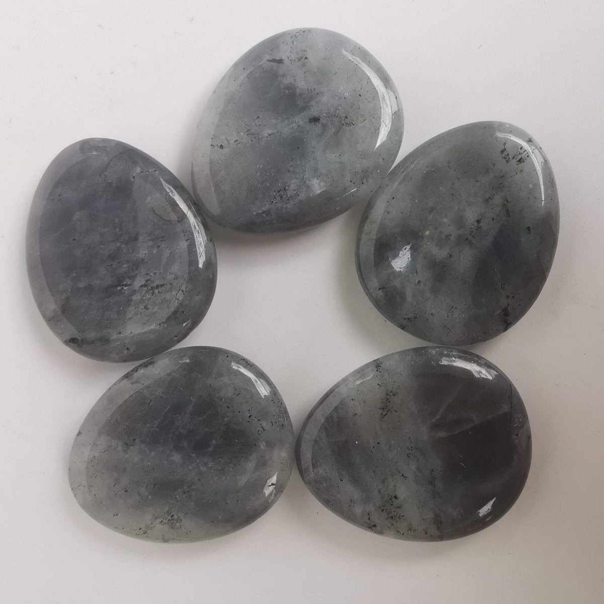 Loveliome Rock Quartz and Moonstone Thumb Worry Stone, Stress Relax Healing Reiki Crystal Pocket Palm Stones,Pack of 2
