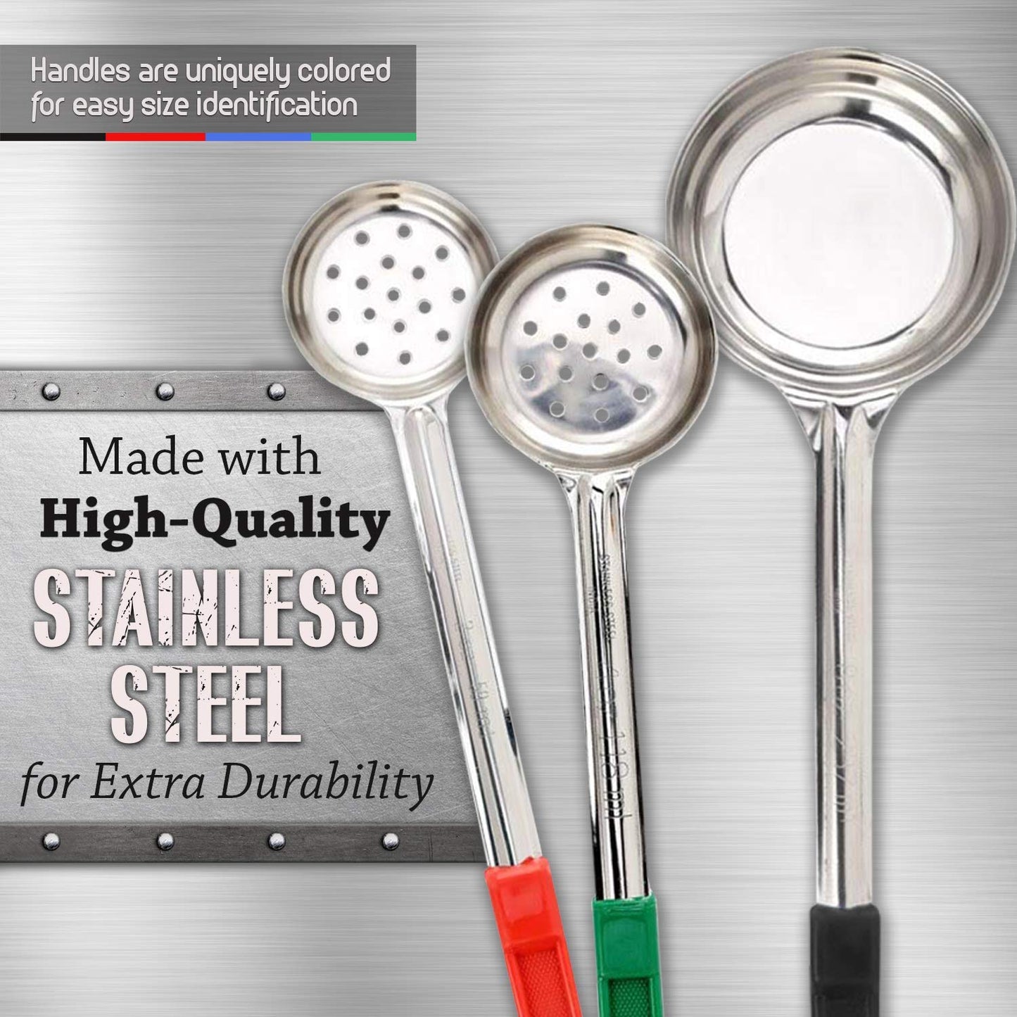 Portion Control Serving Spoon, Cooking Utensils, Set of 8, Weight Loss Bariatric Diet, Gastric Sleeve, Bariatric Surgery Must Haves, Cooking Spoons and Skimmers Set, 4 Solid & 4 Perforated, Cucharas