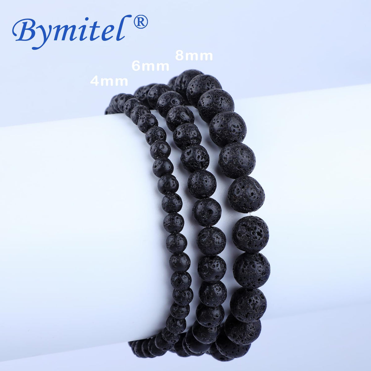 Bymitel 6mm Black Lava - Handmade Reiki Gemstone Stretch Bracelet, Natural Beauty & Spiritual Essence, Crystal Healing for Unisex Adults