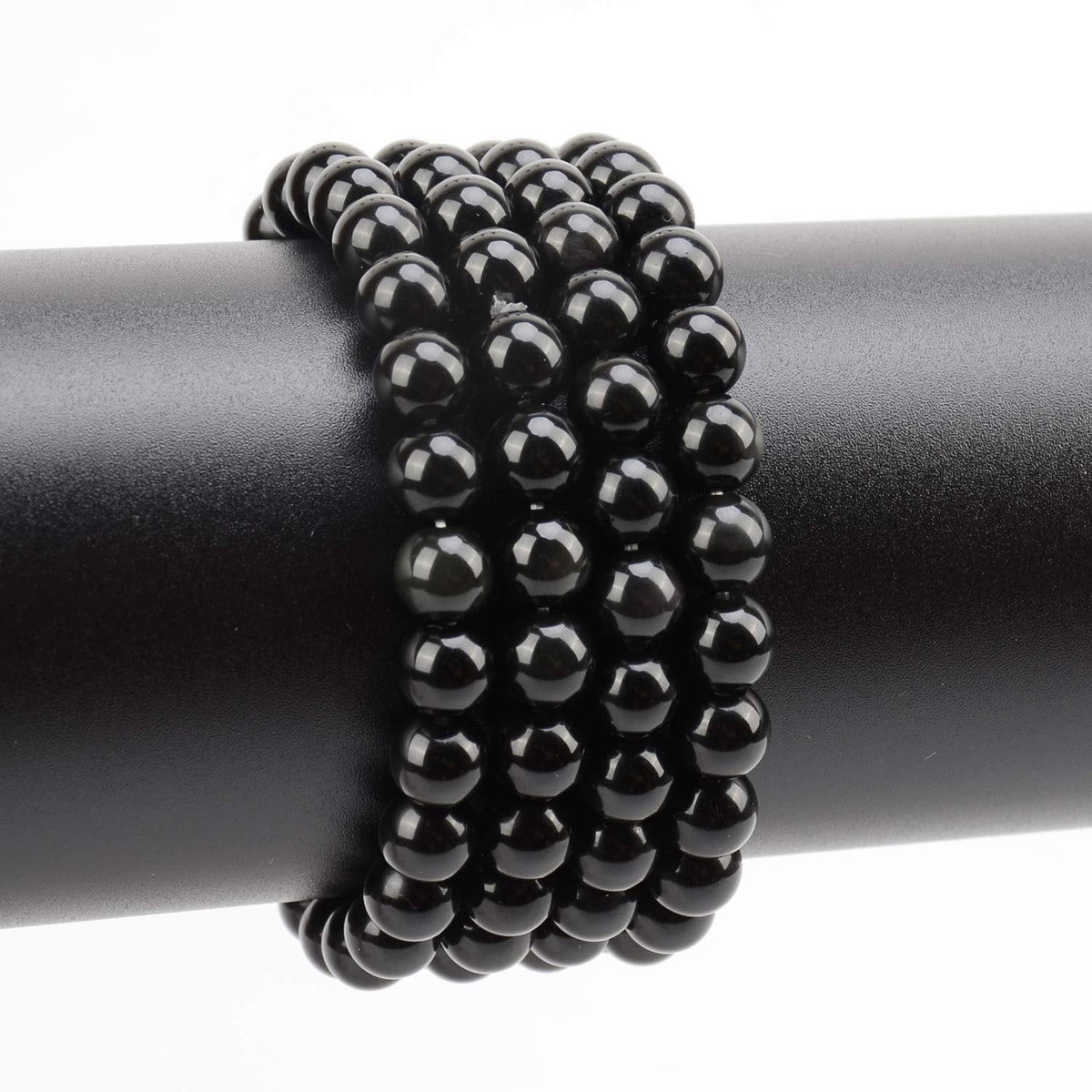 LPBeads 100PCS 8mm Natural Black Obsidian Beads Gemstone Round Loose Beads for Jewelry Making with Crystal Stretch Cord