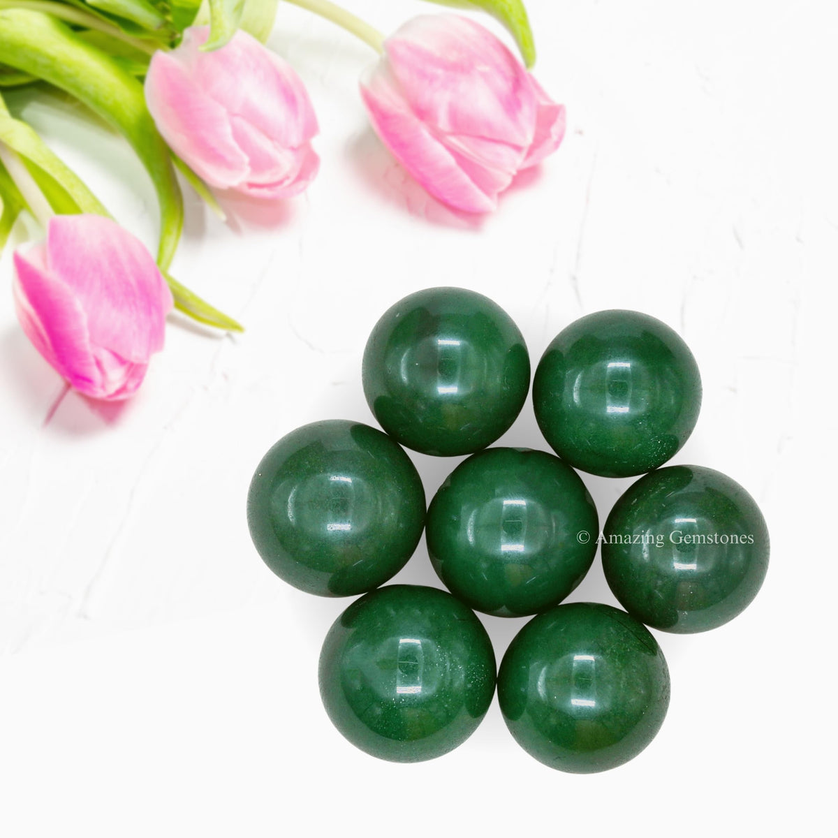 Amazing Gemstone Dark Green Aventurine Crystal Ball - 1 Inches Crystal Sphere Meditation Balls for Witchcraft and Decorative Balls - Crystals and Healing Stones Beginners Gift (Pack of 1)