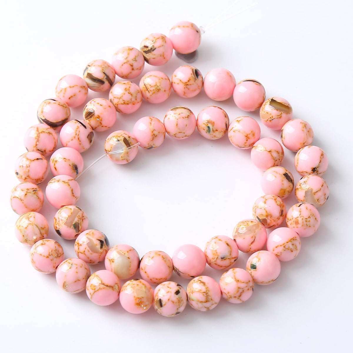 6MM 60PCS Pink Shell Turquoise Spacer Loose Beads for Jewelry Making DIY Bracelet Necklace