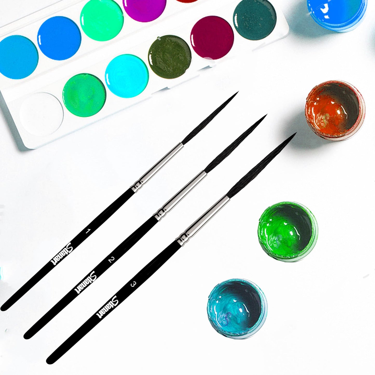 Sdanart Scroll Pinstriping Brush,3 PCS High Performance Script Pinstripe Brushes,Made from A Blend of Squirrel Hair, Wool and Nylon,Professional Art Paintbrushes,Suitable for Artists and Beginners