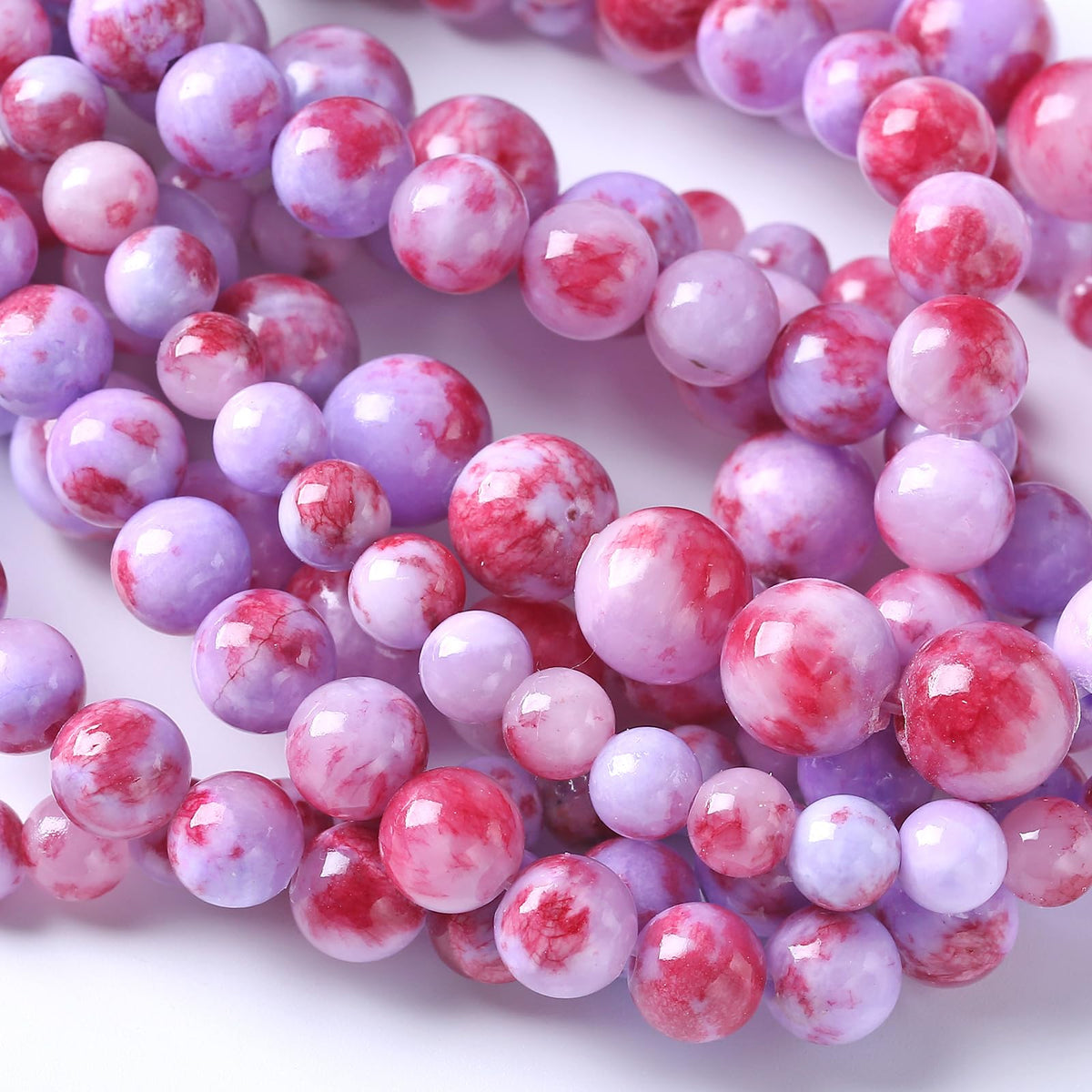 8MM 46PCS Purple Red Persian Jade Spacer Loose Beads for Jewelry Making DIY Bracelet Necklace