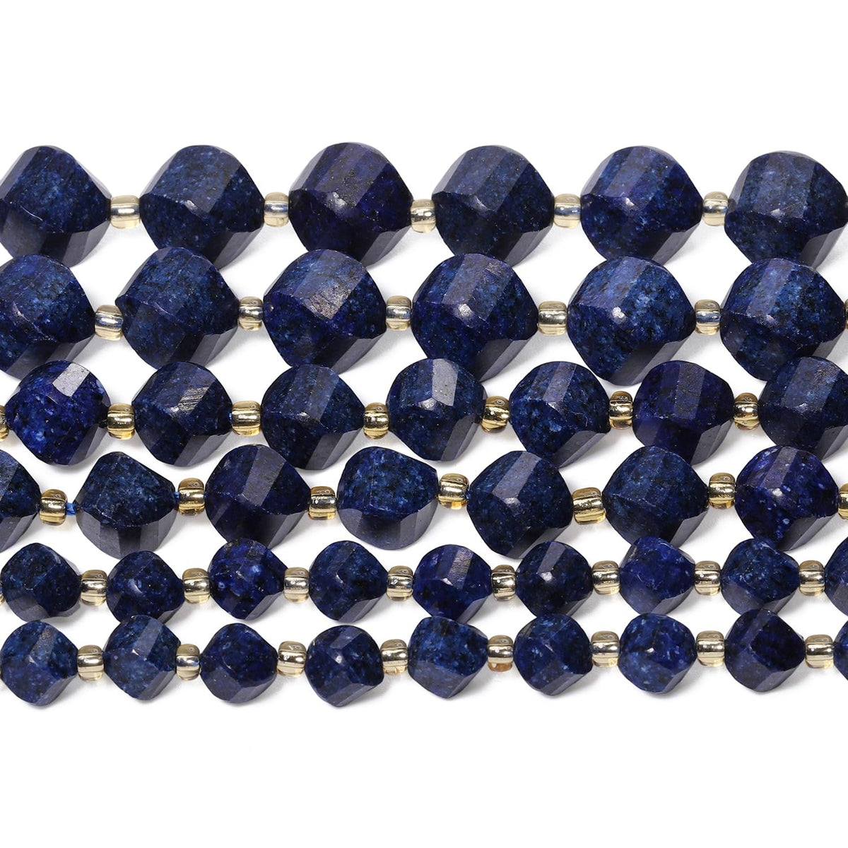 Yochus 42pcs Natural Lapis Lazuli Stone Beads for Bracelet,2strands 6mm Facted Twist Loose Gemstone Beads for Jewelry Making DIY Craft Necklace Earring