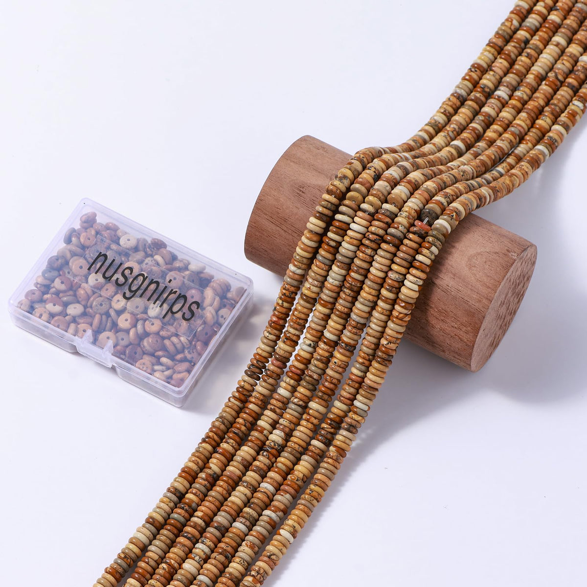 Natural Blown Picture Disk Stone Spacer Beads 6x2mm 38cm/str Flat Rondelle Loose Semi Gemstone Caps for Making Bracelets Necklace