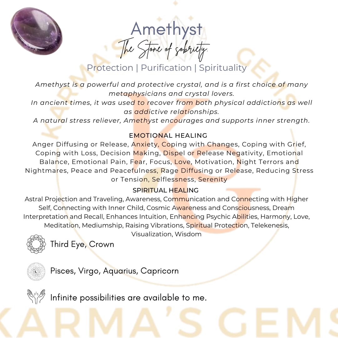 Amethyst - Rubbing Natural Thumb Worry Stone - Hold in Your Hand for Relaxation or Anxiety Relief - Enhance Meditation, Aid in Healing the Mind, Body and Spirit