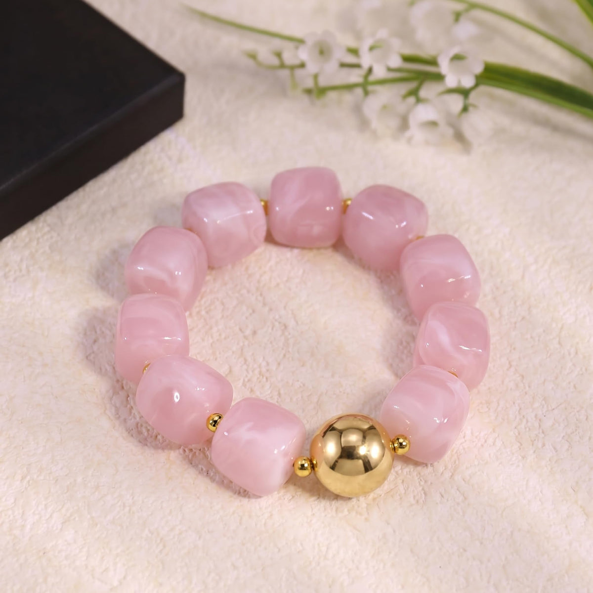 Sidlens Pink Beaded Bracelets for Women Trendy Chunky Bracelet Beaded Boho Jewelry Summer Bracelets Statement Bracelet Vacation Beach Accessories