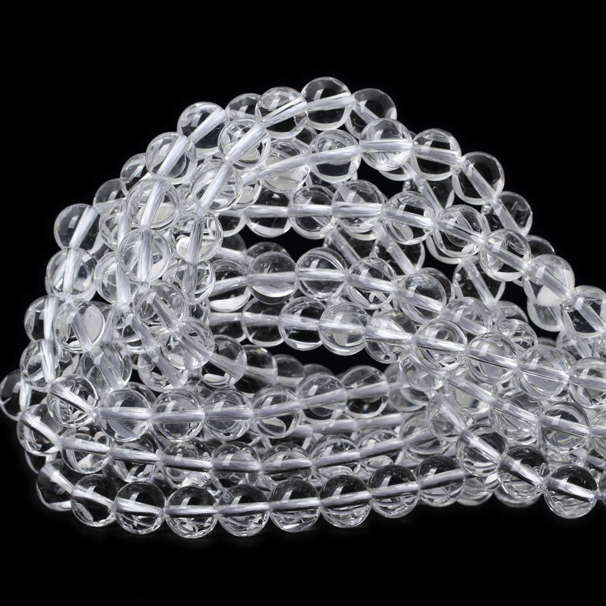 CHEAVIAN 45PCS 8mm Natural Clear White Crystal Quartz Round Loose Beads Crystal Energy Stone for Jewelry Making 1 Strand 15"