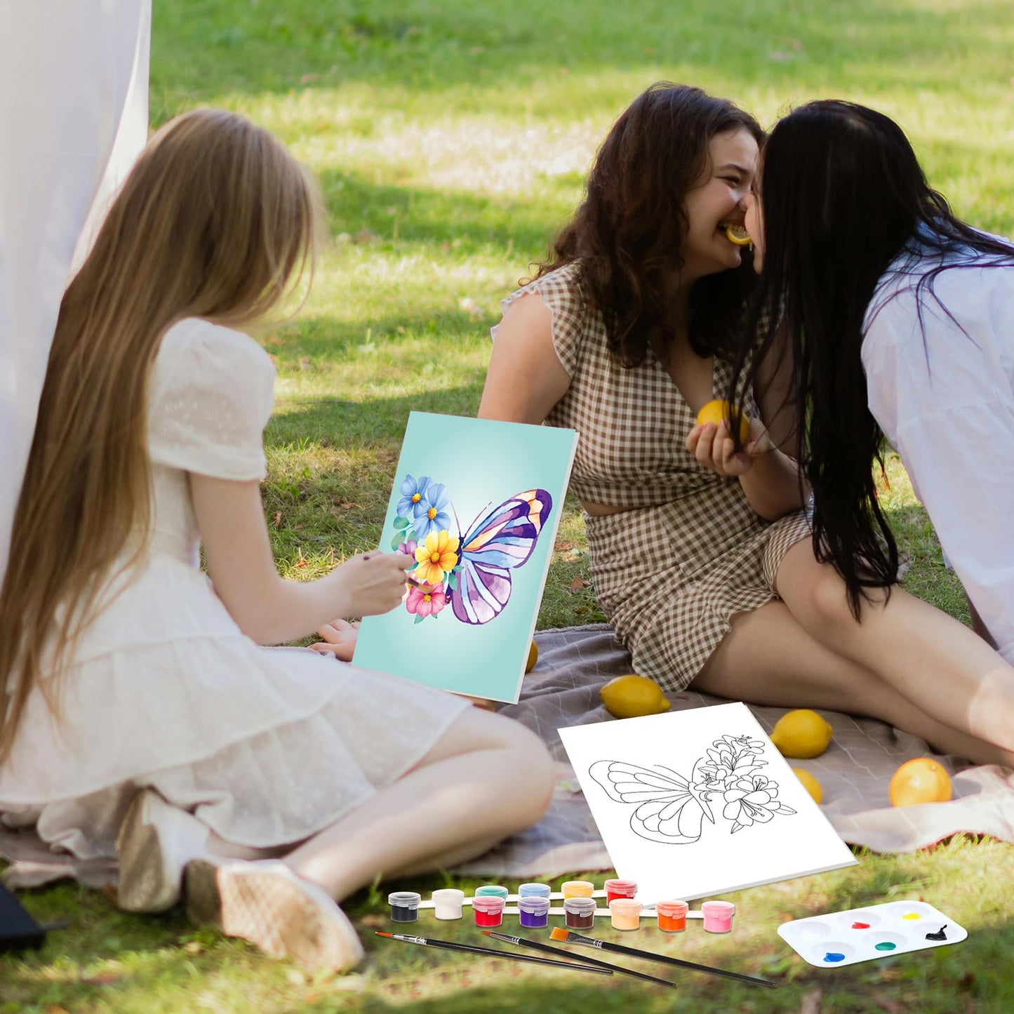 Dinifee 6 Pack Pre Drawn Canvas for Painting Pre Printed Canvas Kit 8 x 10 Inch Stretched Cotton Paint and Sip Set for Adults Couple Party Valentine Date Night(Butterfly)