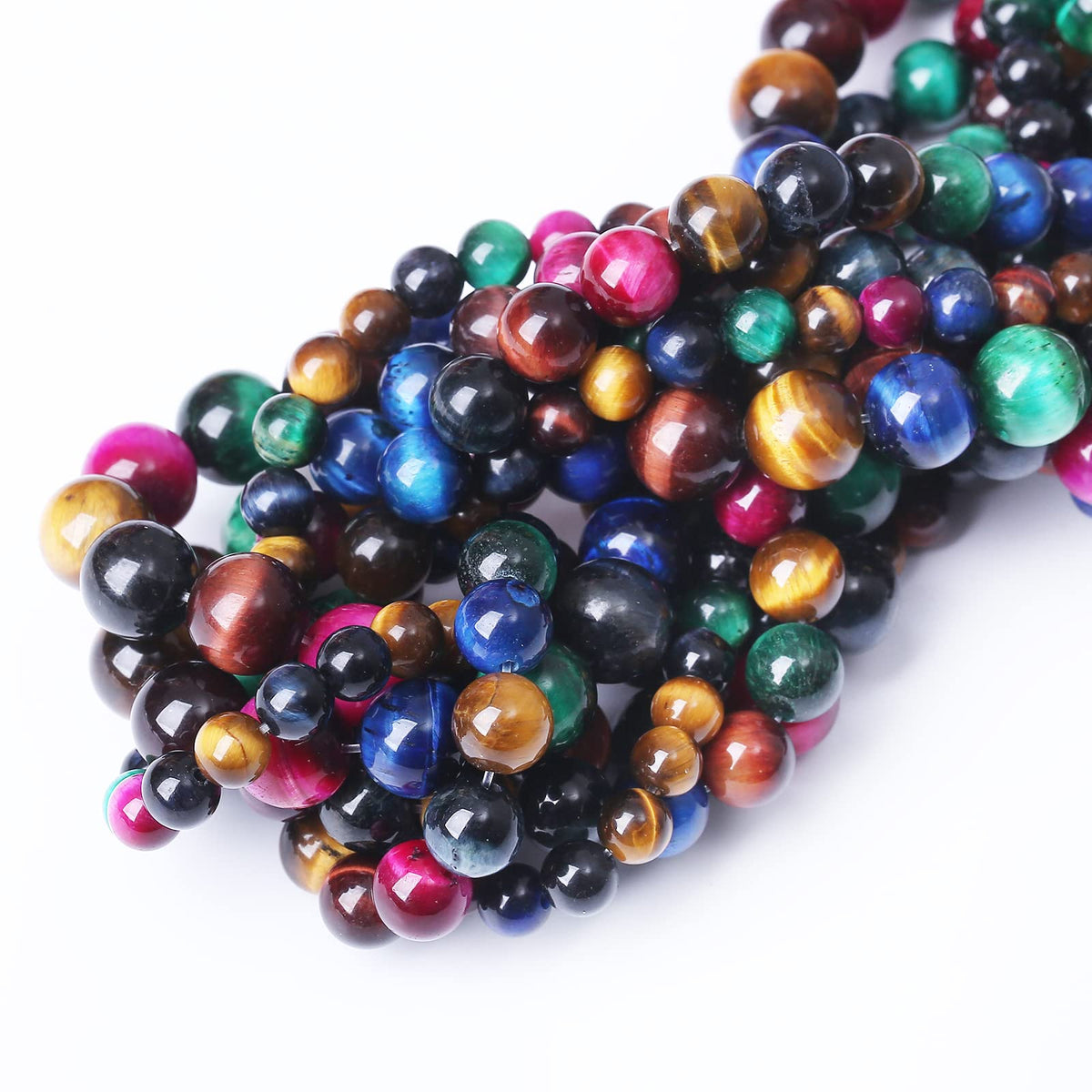 32PCS 12MM AAA Colorful Tiger Eye Stone Beads Natural Gemstone Bead Crystal Healing Energy Jewelry Making DIY 15 inches