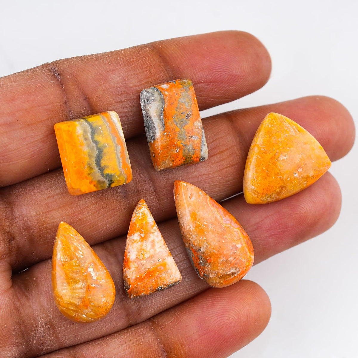 ColouredRocks 6pcs, 12-16mm, BUMBLE BEE, Mix Shape, Natural Cabochon Crystals, Loose Gemstone, Wholesale Polished Supply, Jewelry Making, DIY Craft, Gem Collection