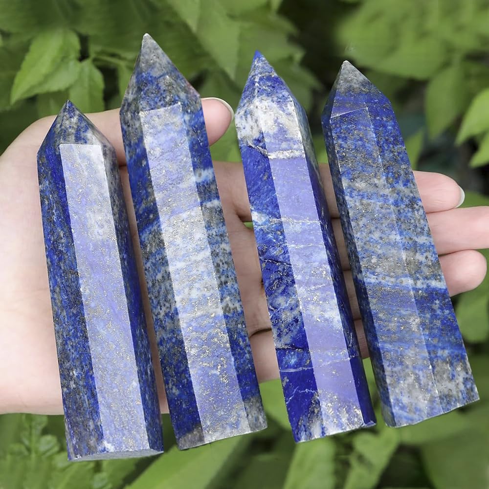 Natural Stone and Crystals Point Wand Reiki Healing Stone Rose Quartz Amethyst Home Decor Mineral Stones Crafts (5.9inch Wand Lapis Lazuli)