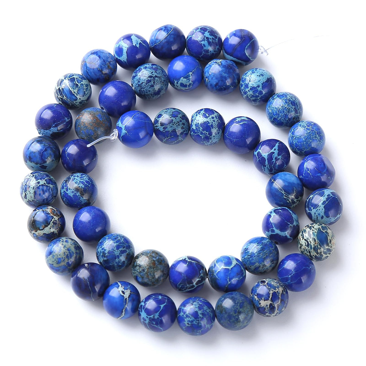 8MM 45PCS Natural Stone Blue Sea Sediment Jasper Loose Beads for Jewelry Making DIY Bracelet
