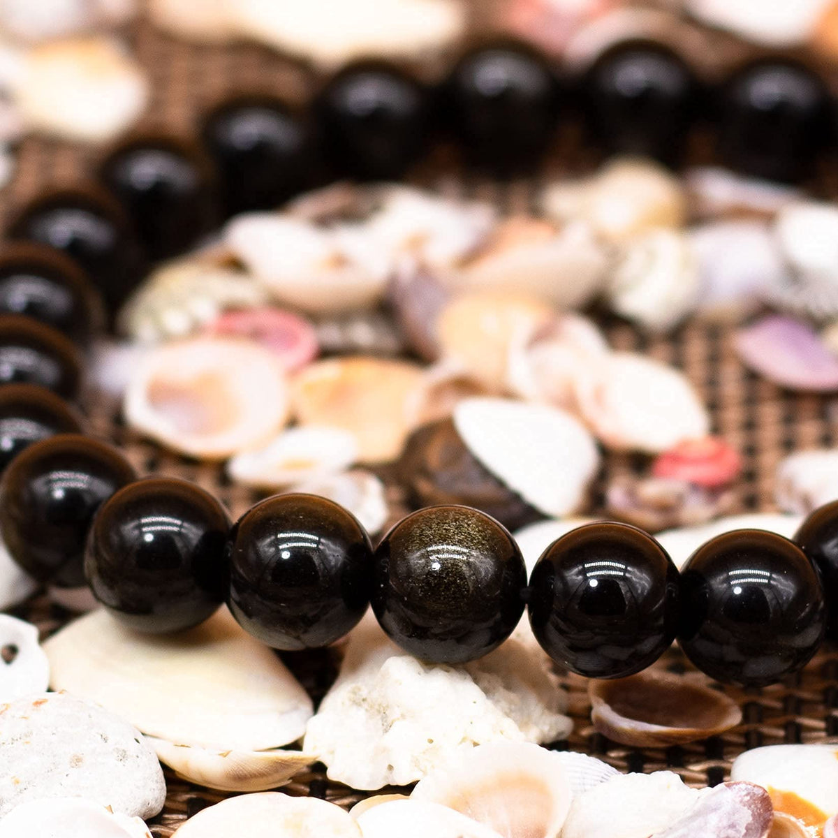 DAZCOLO 8mm Natural Gemstone Stretch Bracelet, Handmade Unisex Crystal Bracelets for Meditation, Yoga, Spiritual Healing & Positive Energy (Golden Obsidian)