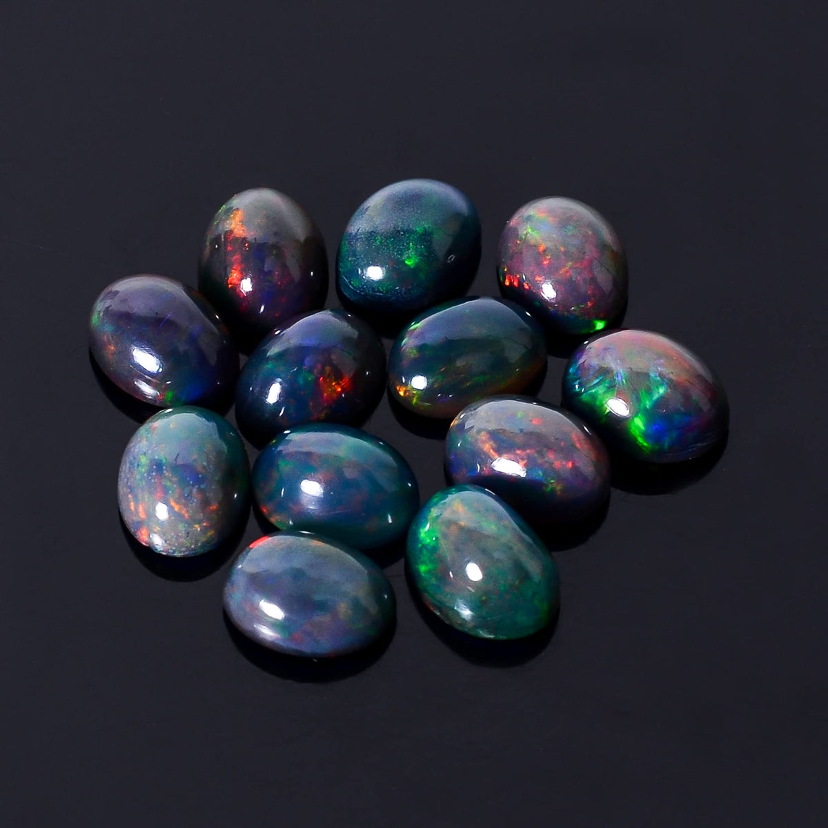 YASHEE Natural Black Opal Oval Shape-Ethiopian Opal Gemstone Wholesale Lot-Healing Crystals-DIY Jewelry Making Bulk Gemstone Deal (4 Piece Pack Of, Oval Cabochon, 8x6x4mm)