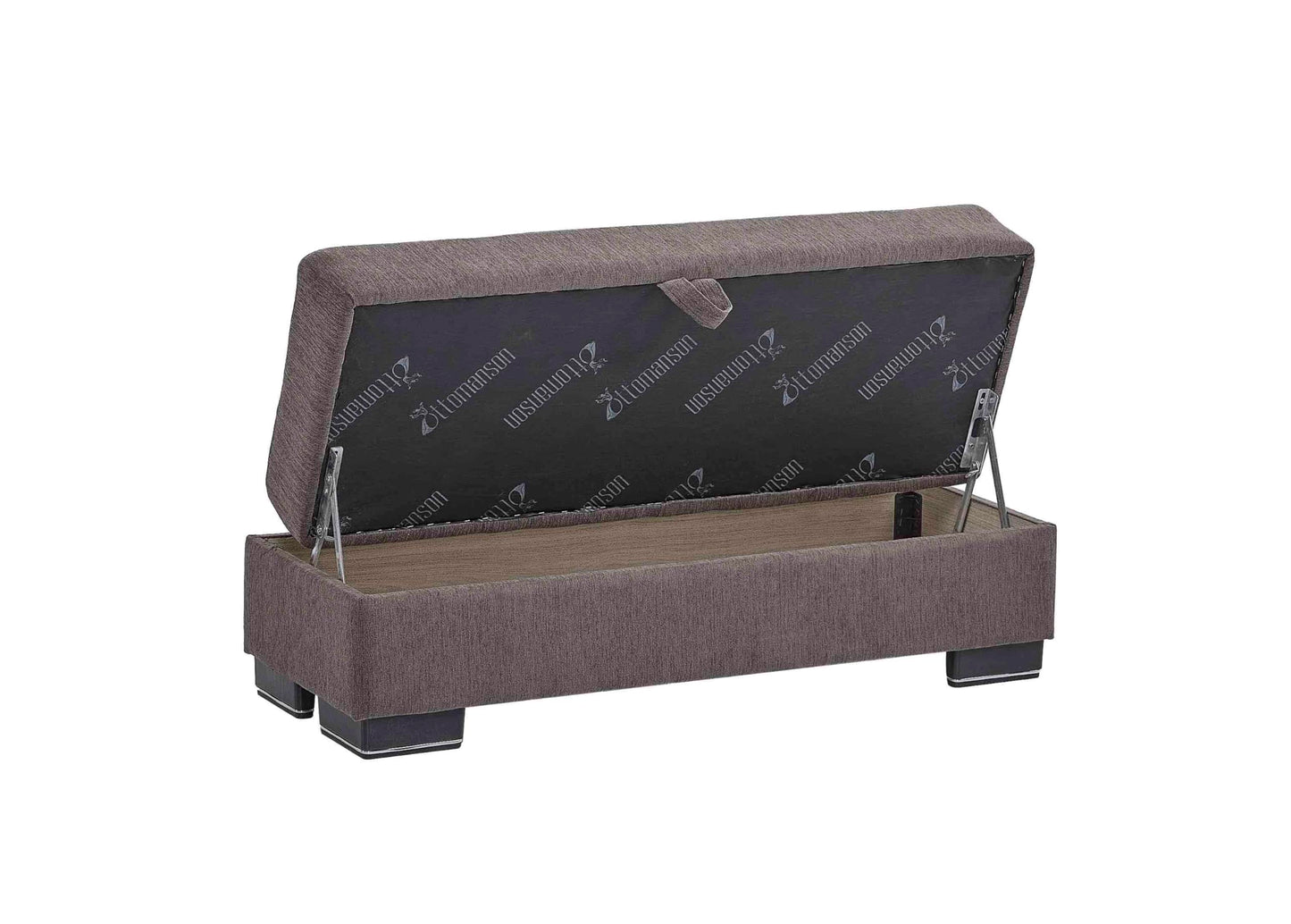 Ottomanson Convertible Storage Ottoman Bench with Lift-Top – Rectangular Bedroom End-of-Bed Storage Bench for Blankets, Living Room Footrest & Extra Seating, Gray