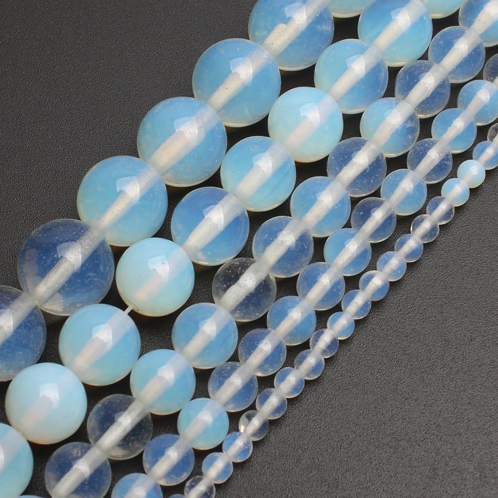 Yochus 60pcs White Opal Beads,6mm Healing Power Natural Stone Round Loose Gemstone Beads for Jewelry Making Earring Necklace DIY Crafts