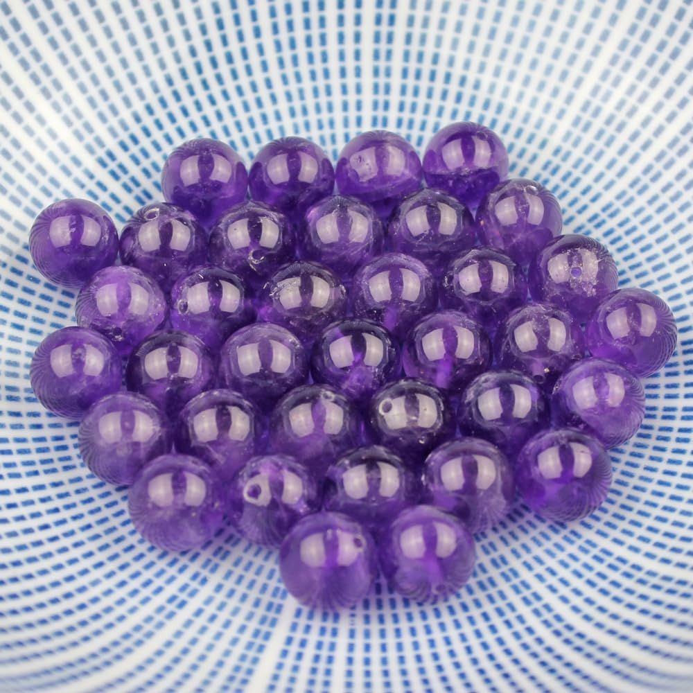 MJDCB 5A Natural South Africa Amethyst Gemstone Round Stone Beads for Jewelry Making DIY Bracelet Necklace (12mm)