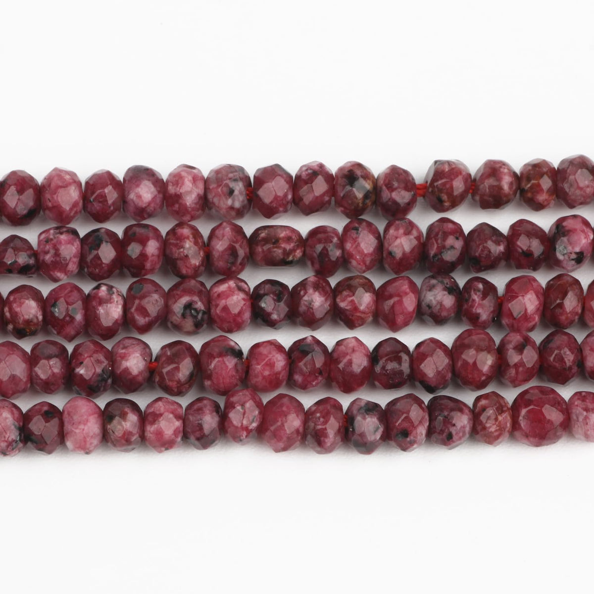 2 String 220PCS 3x5mm Natural Purple-Red Color Speckled Beads for Jewelry Making, Songxi Facted Loose Gemstone Beads for DIY Bracelet Necklace Making Supplies with Energy Healing Chakra Power